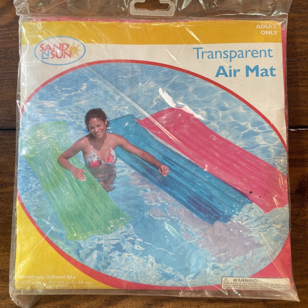 Sand‎ & Sun Transparent Blue Air Mat for Pool Outdoor Adult Water Toy Summer NEW
